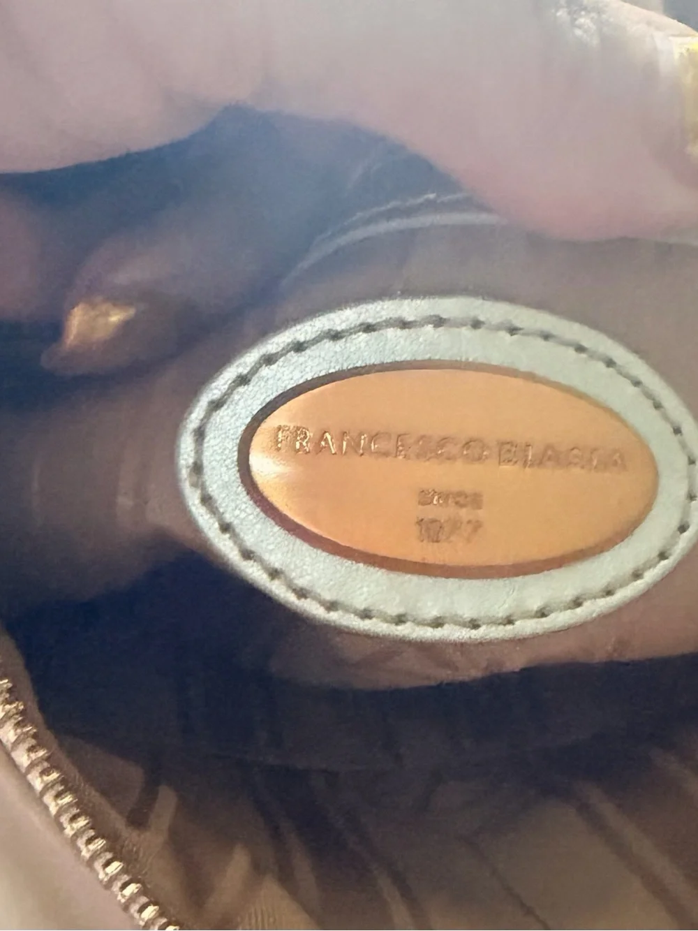 Francesco Biasia Metallic Quilted Tote with Gold Ring Details